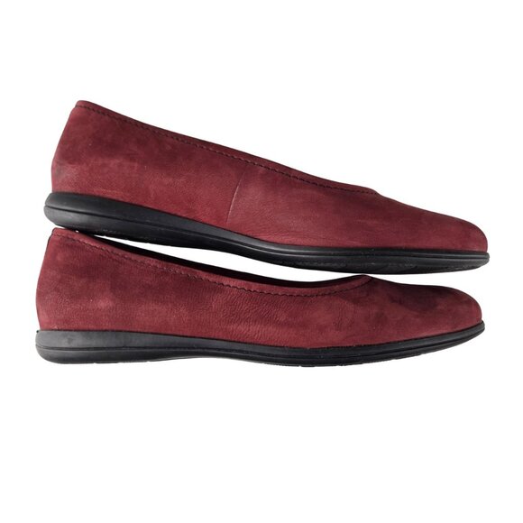 Trotters Darcey Dark Red Nubuck Comfy Ballerina Flat 9 Narrow Great Condition - Picture 8 of 12